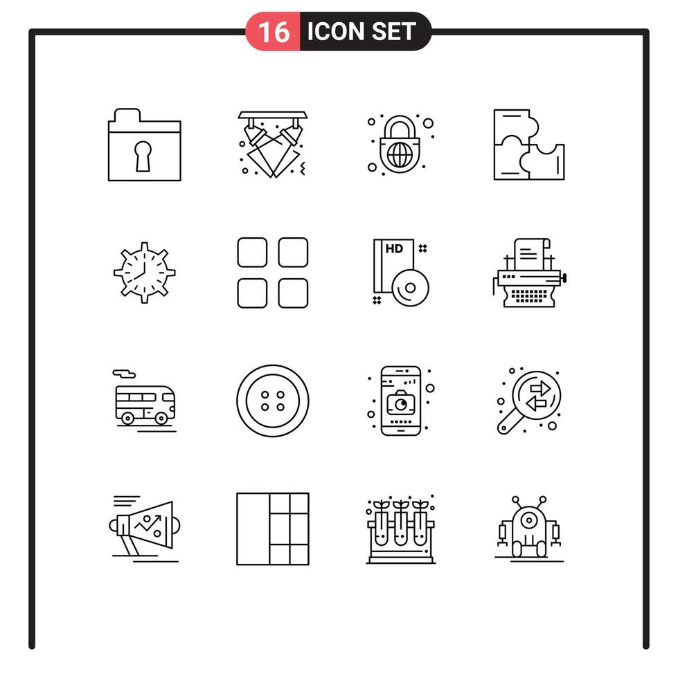 pack de 16 contours créatifs de pièces de puzzle de date limite jeu de puzzle de sécurité éducation éléments de conception vectoriels modifiables vecteur