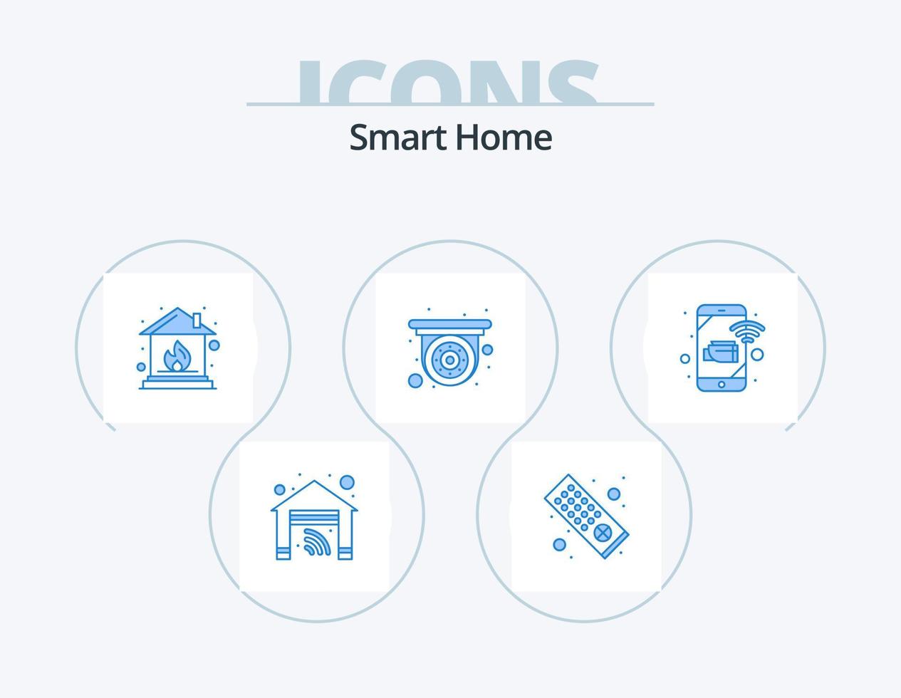 pack d'icônes bleu maison intelligente 5 conception d'icônes. Sécurité. surveillance. domicile. portable. Sécurité vecteur