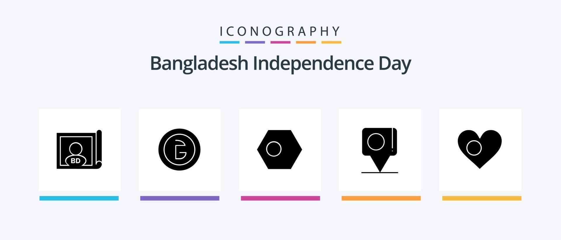 pack d'icônes glyphe 5 du jour de l'indépendance du bangladesh, y compris bangla. discuter. de l'argent. Bangladesh. pays. conception d'icônes créatives vecteur