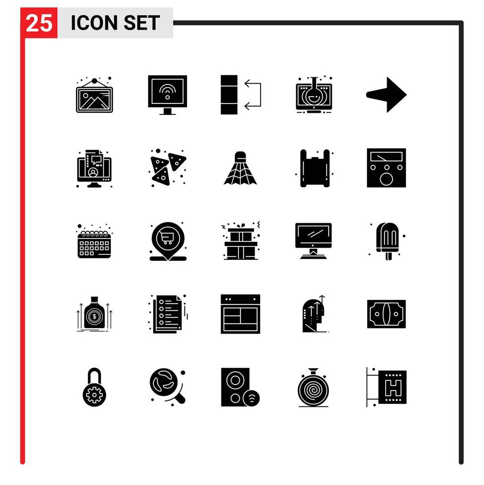 25 interface utilisateur pack de glyphes solides de signes et symboles modernes de données en ligne droite moniteur éducation éléments de conception vectoriels modifiables vecteur