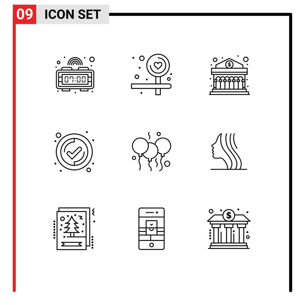 pack d'interface utilisateur de 9 contours de base d'éléments de conception vectoriels modifiables par l'utilisateur du jour de la finance bloone vecteur