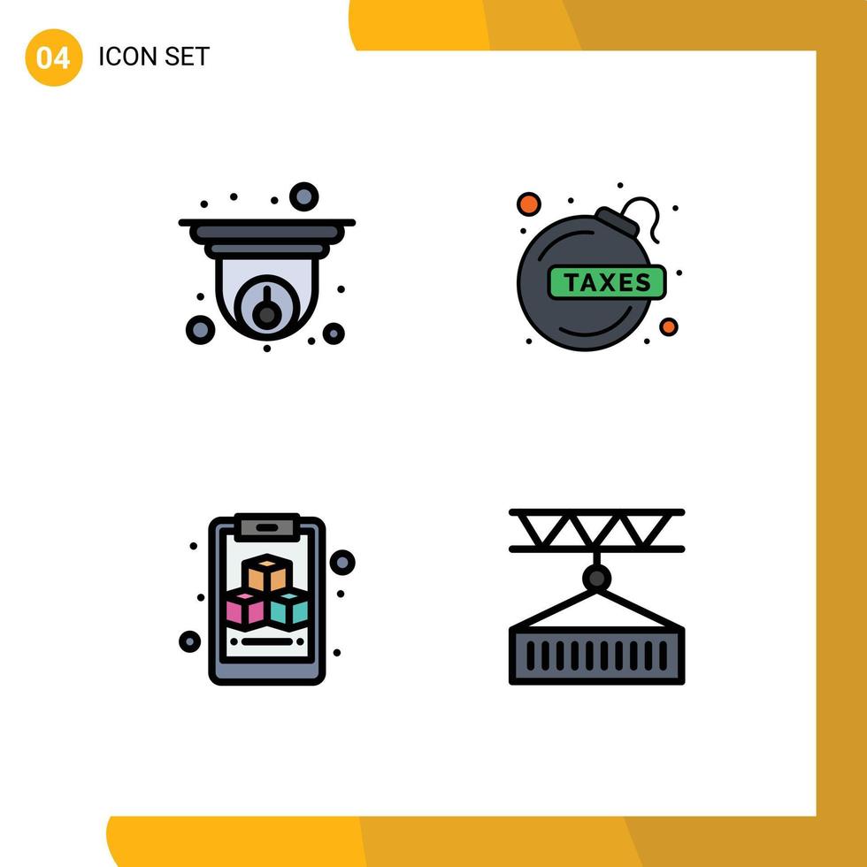pack d'icônes vectorielles stock de 4 signes et symboles de ligne pour les informations de cube cam fiancca prêt cargo éléments de conception vectoriels modifiables vecteur