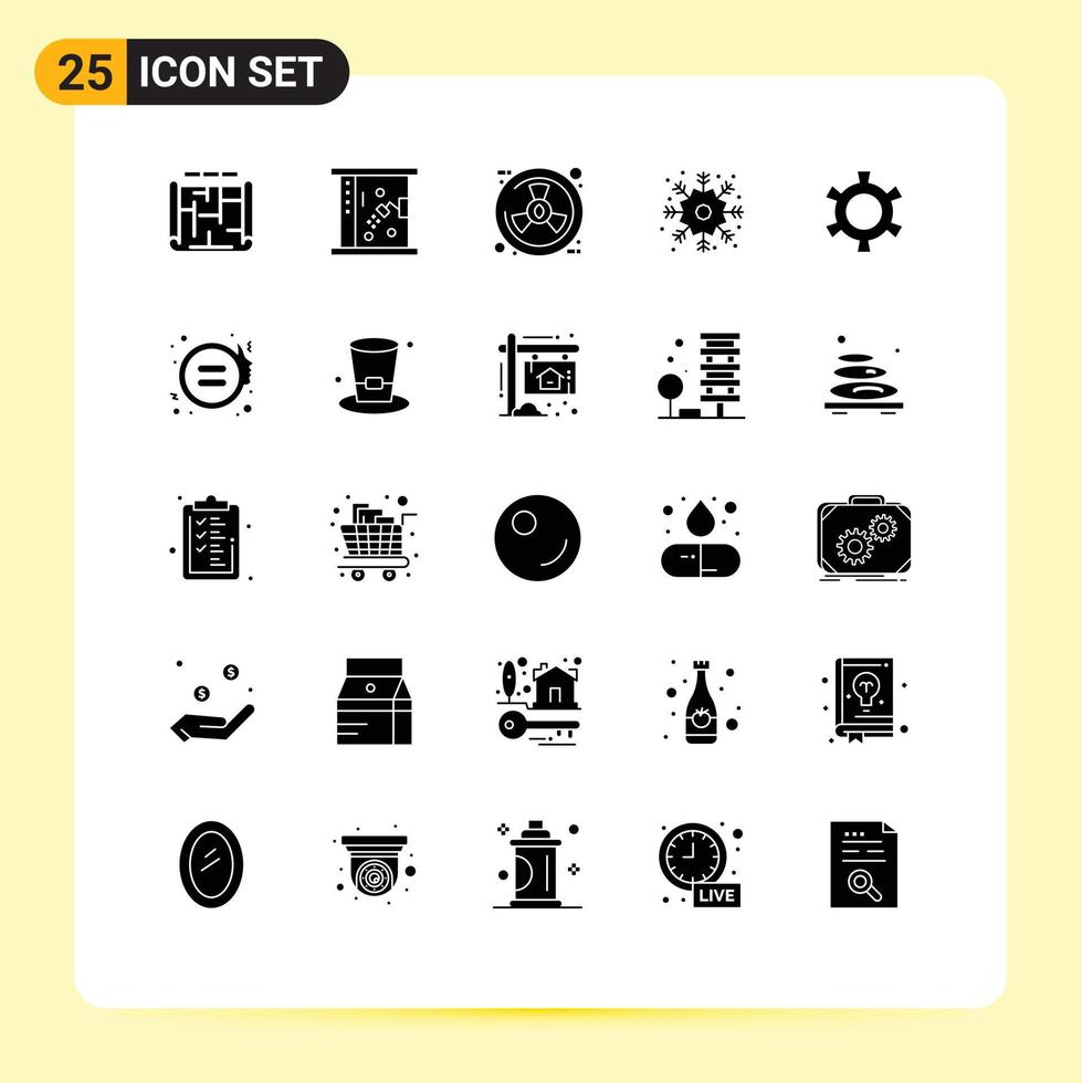 groupe de 25 glyphes solides modernes définis pour définir des éléments de conception vectoriels modifiables de noël éco hiver noël vecteur