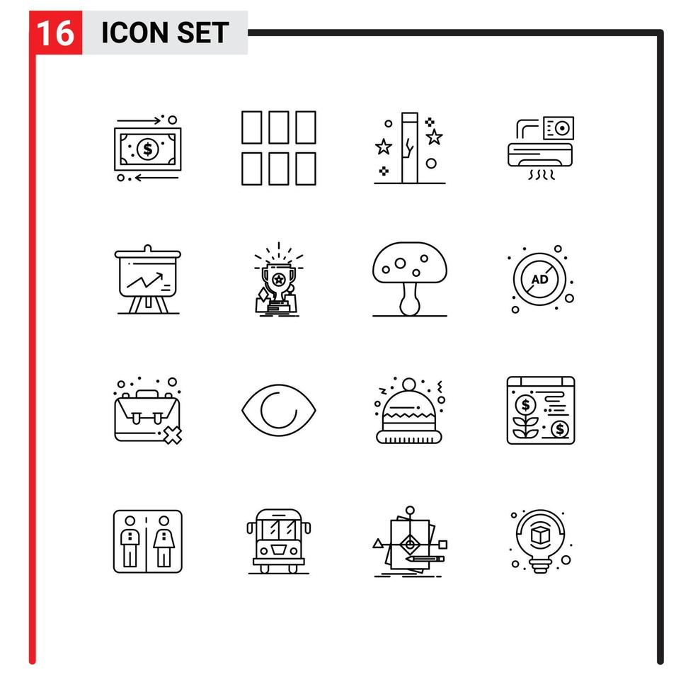 ensemble de 16 packs de plans commerciaux pour l'analyse des éléments de conception vectoriels modifiables magiques de célébration de la climatisation vecteur