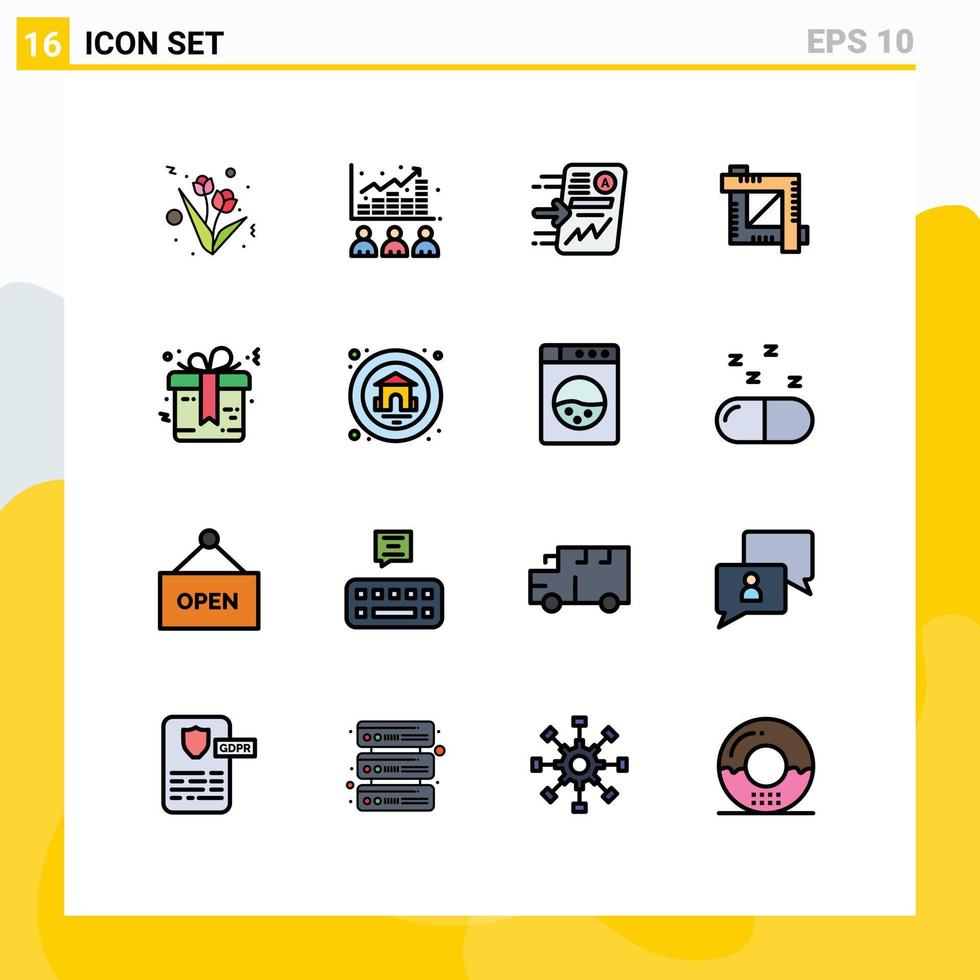 ensemble de 16 symboles d'icônes d'interface utilisateur modernes signes pour l'arc outil de conception fichier outil de recadrage graphique éléments de conception vectoriels créatifs modifiables vecteur