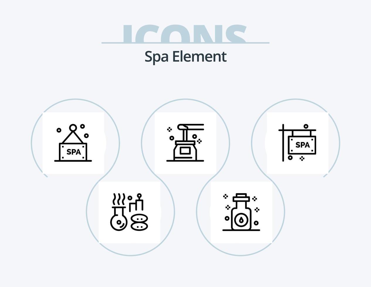 pack d'icônes de ligne d'élément spa 5 conception d'icônes. . élément. lampe. spa. éponges vecteur
