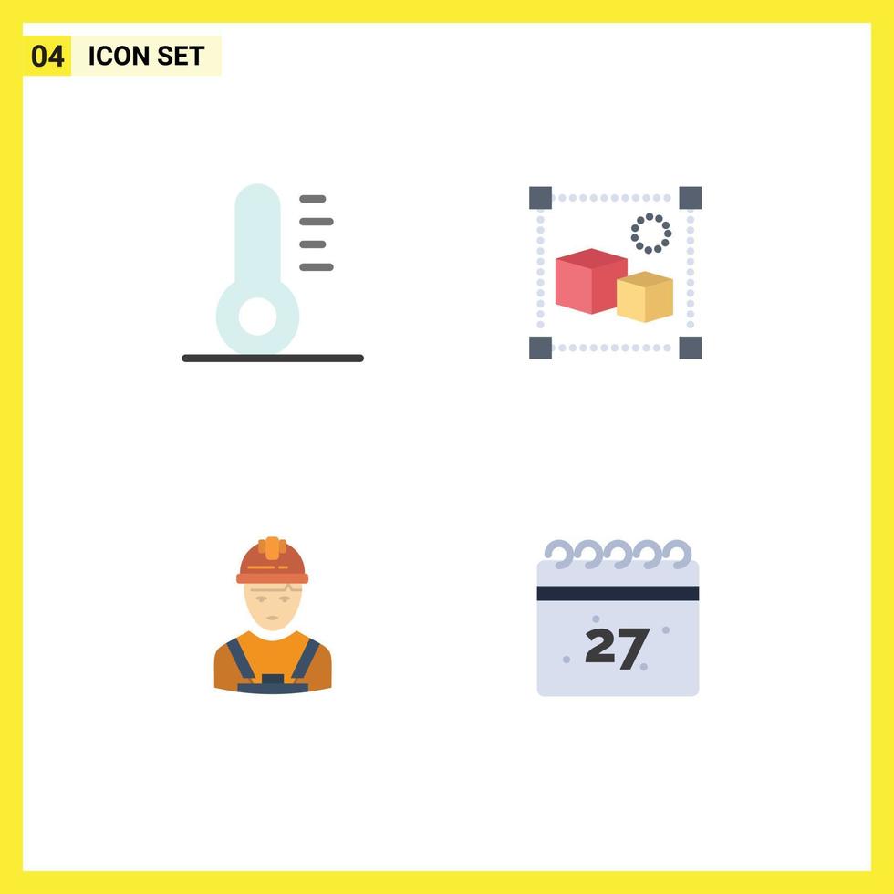 4 icônes plates vectorielles thématiques et symboles modifiables d'éléments de conception vectoriels modifiables d'été de travailleur de fichier d'ingénieur de noël vecteur