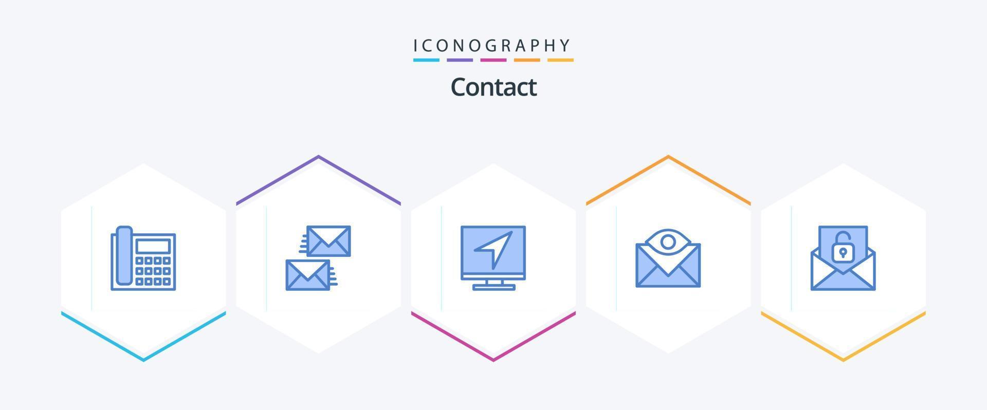 contactez le pack d'icônes bleues 25, y compris contactez-nous. la communication. e-mail. en ligne. e-mail vecteur