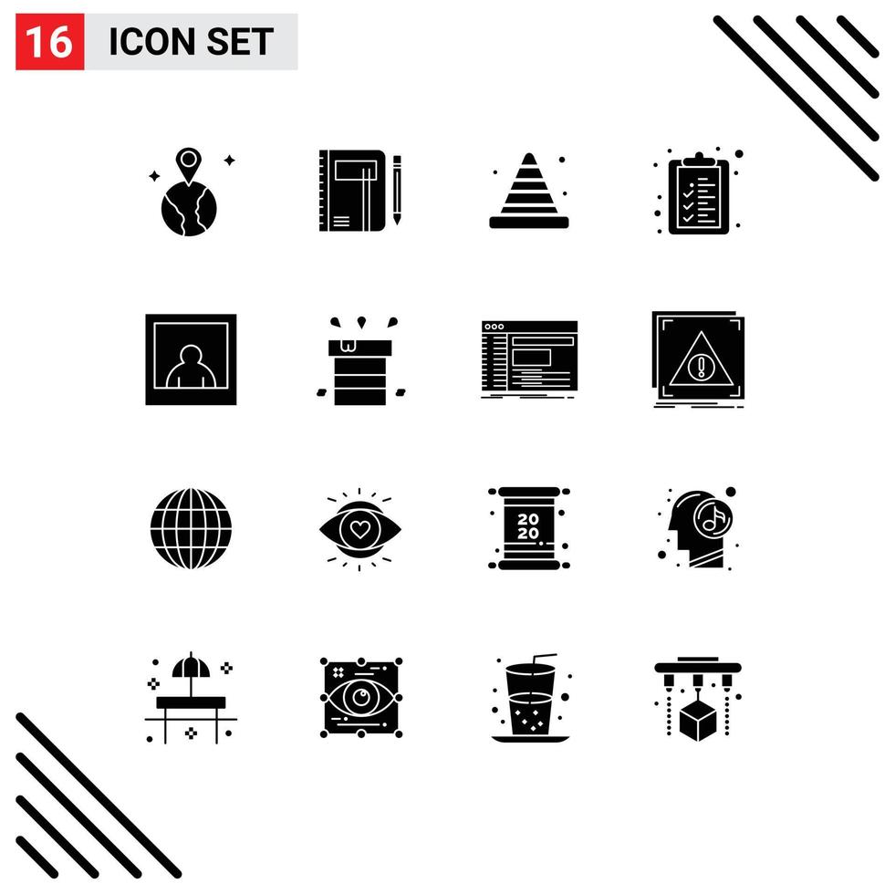 16 icônes créatives signes et symboles modernes de liste de contrôle construction d'outils stylo éléments de conception vectoriels modifiables vecteur