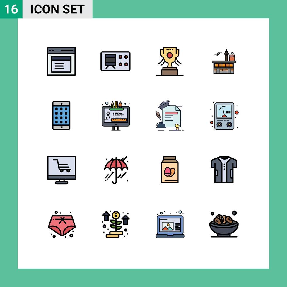 16 icônes créatives signes et symboles modernes d'application prix de transport transport en commun éléments de conception vectoriels créatifs modifiables vecteur