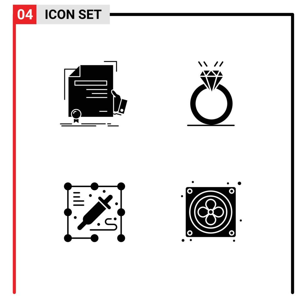 ensemble de 4 glyphes solides vectoriels sur la grille pour le prix de l'amour de certificat éléments de conception vectoriels modifiables créatifs vecteur