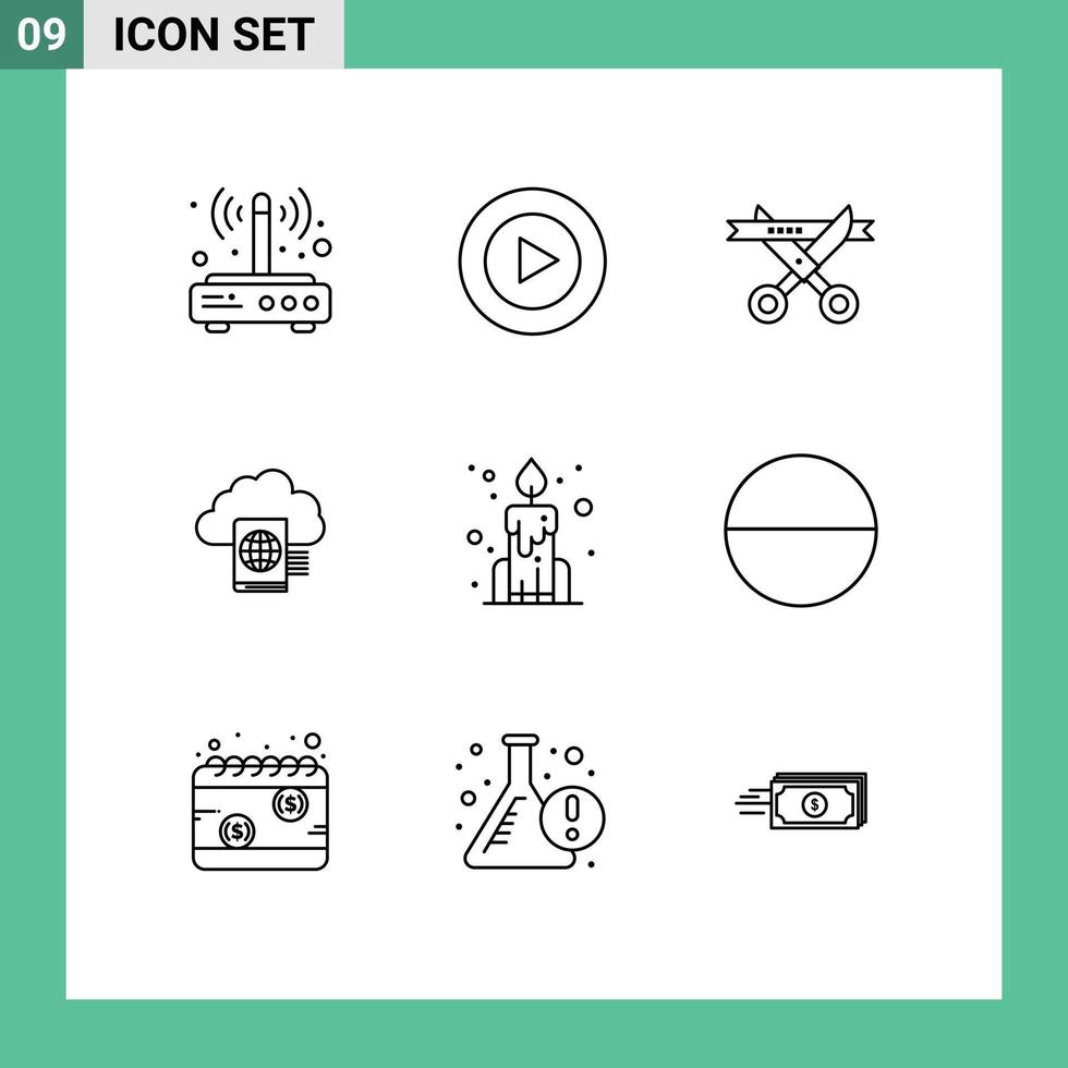 ensemble de pictogrammes de 9 contours simples de la chine télécharger des éléments de conception vectoriels modifiables dans le nuage de dossiers commerciaux vecteur
