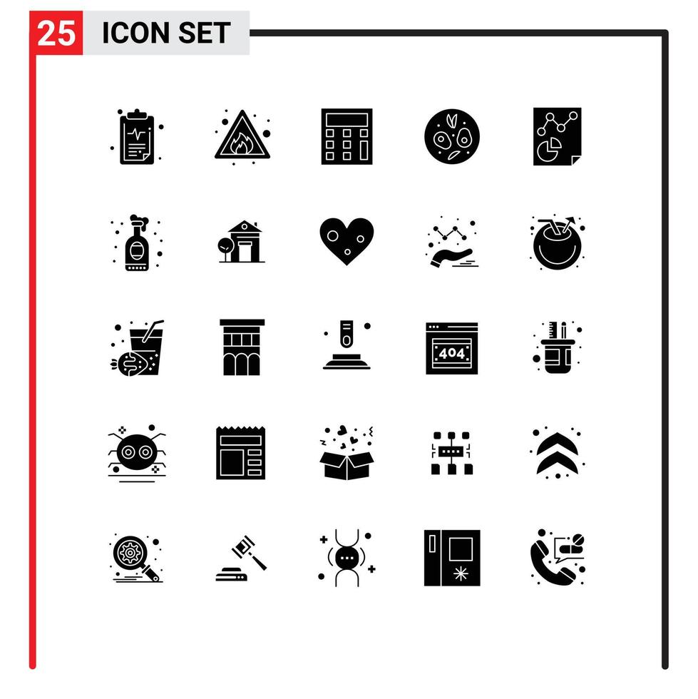 25 concept de glyphe solide pour les sites web page de rapport mobile et applications calculer les éléments de conception vectoriels modifiables de nourriture de données vecteur