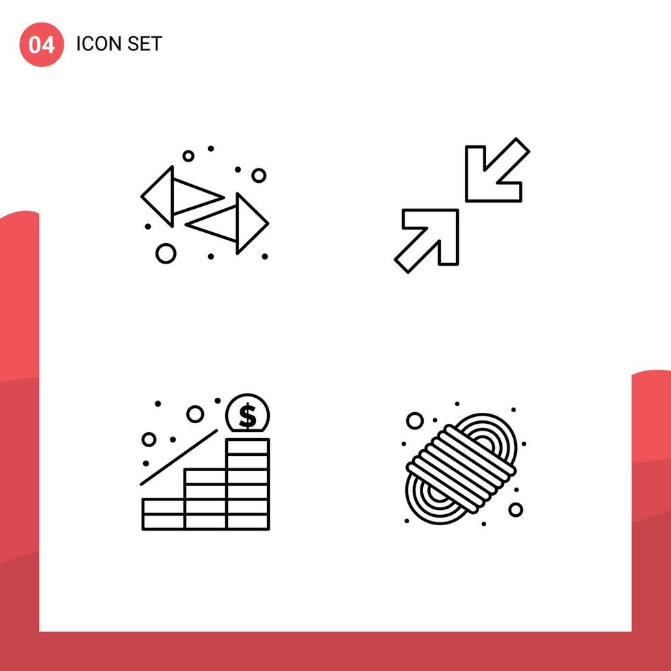 pack d'icônes vectorielles stock de 4 signes et symboles de ligne pour les flèches profit droit zoom camping corde éléments de conception vectoriels modifiables vecteur