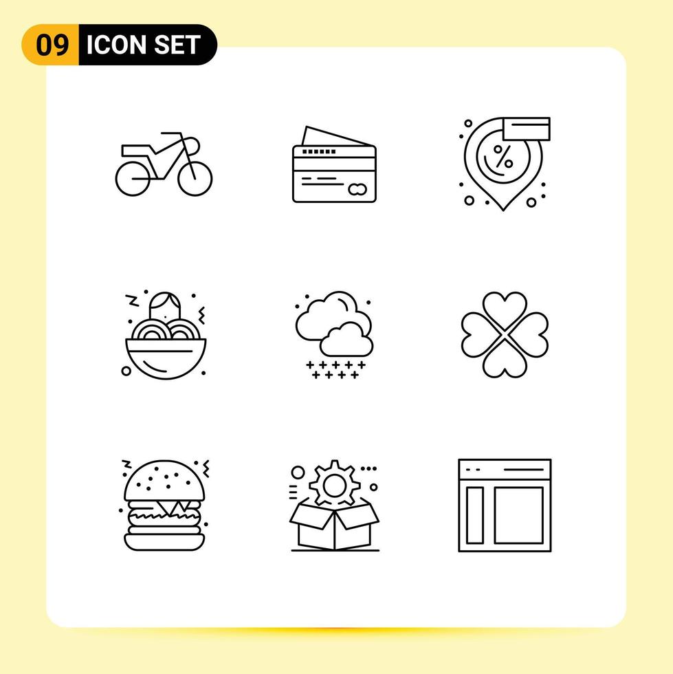9 contours vectoriels thématiques et symboles modifiables d'amour météo vente pluie nourriture éléments de conception vectoriels modifiables vecteur