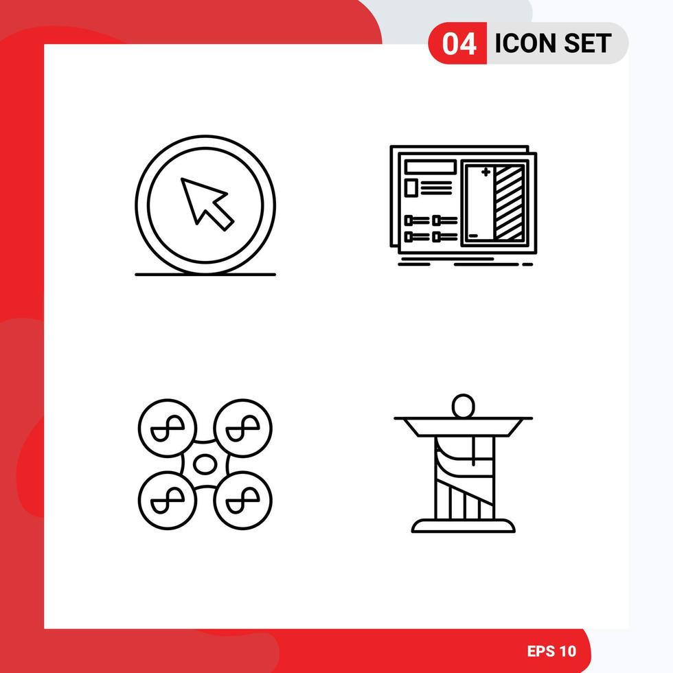 4 icônes créatives signes et symboles modernes de conception de point de prototype de clic voler des éléments de conception vectoriels modifiables vecteur
