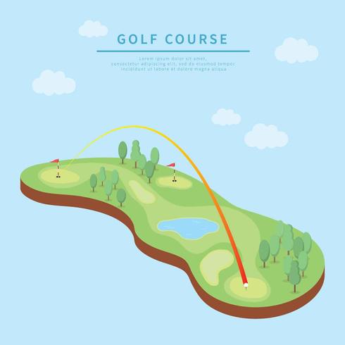 Illustration de parcours de golf isométrique vecteur