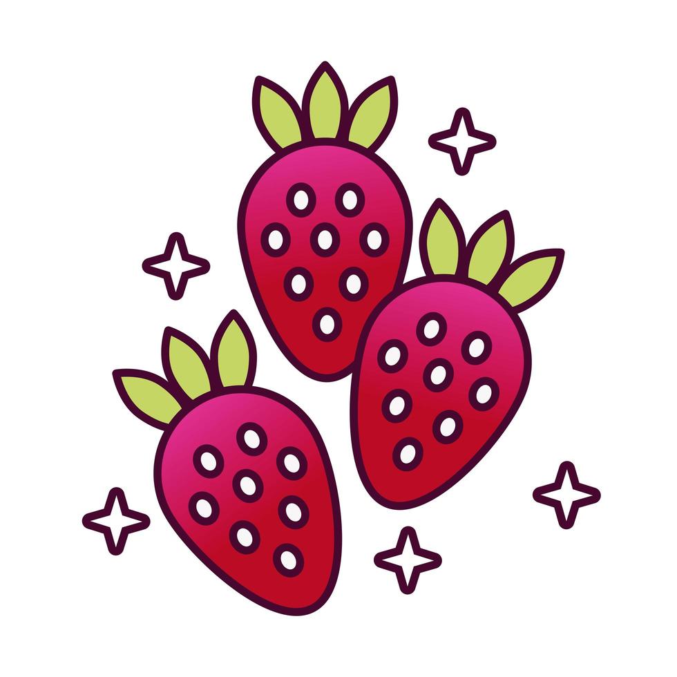 icône de style détaillé de fraises fruits vecteur