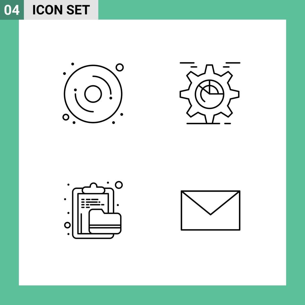 ensemble de 4 symboles d'icônes d'interface utilisateur modernes signes pour ordinateur presse-papiers réglage fichier graphique éléments de conception vectoriels modifiables vecteur