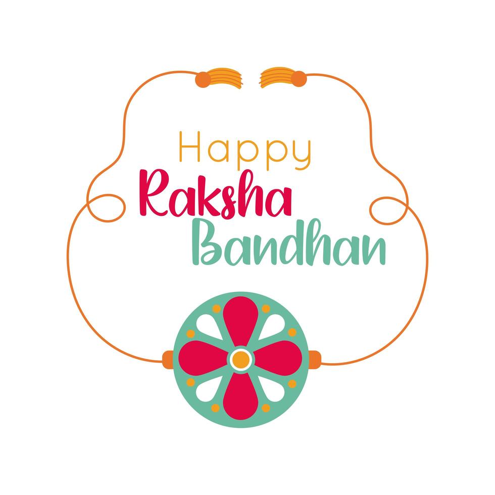 joyeux raksha bandhan fleur accessoire de bracelet style plat vecteur