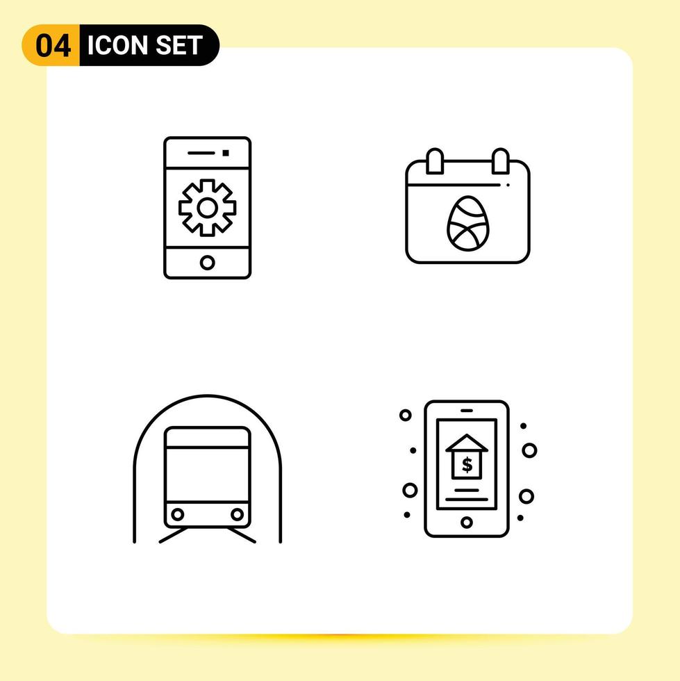 concept de 4 lignes pour sites Web mobiles et applications paramètres de métro cellulaire transport d'oeufs éléments de conception vectoriels modifiables vecteur