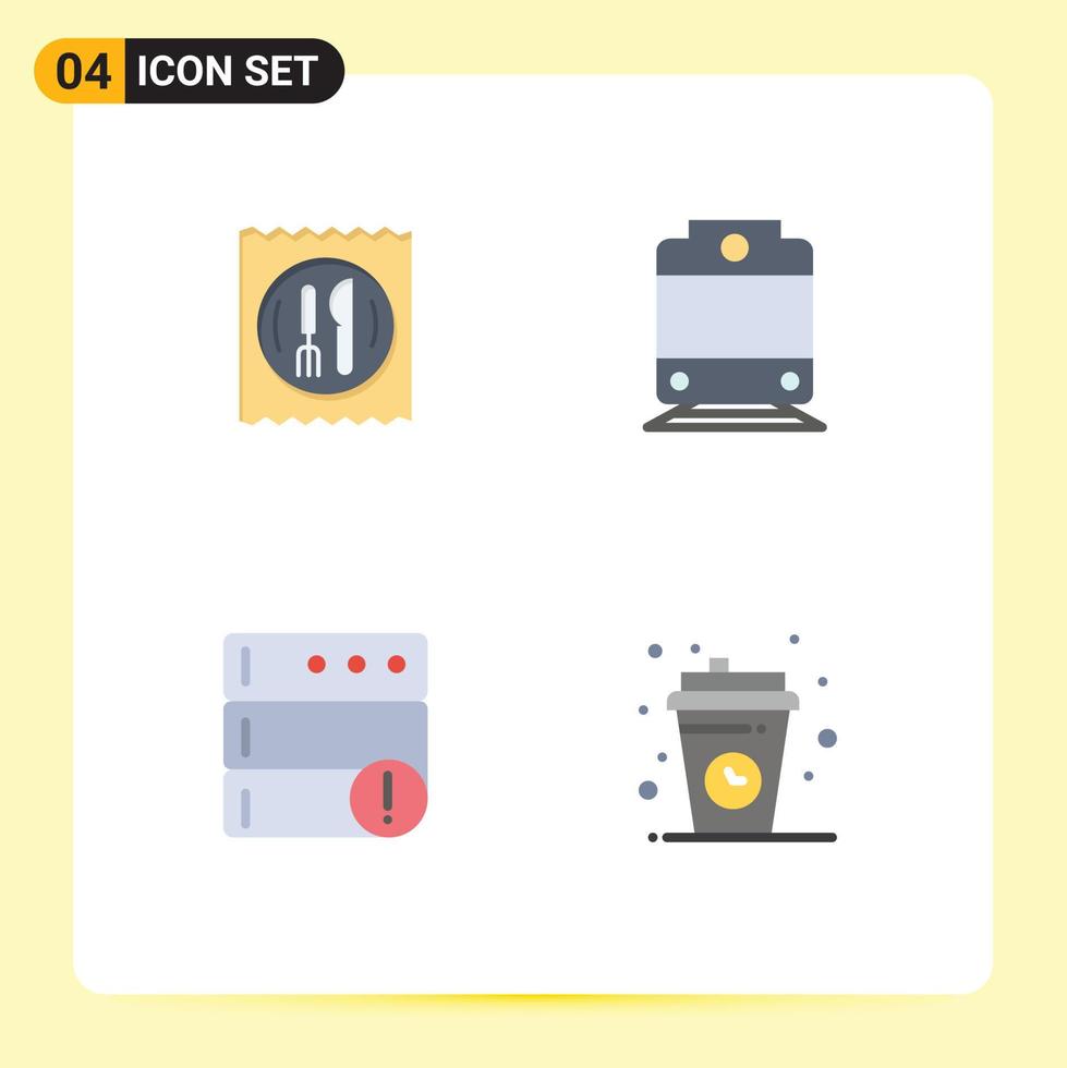 symboles d'icônes universelles groupe de 4 icônes plates modernes de table de pause déjeuner alerte pause café éléments de conception vectoriels modifiables vecteur