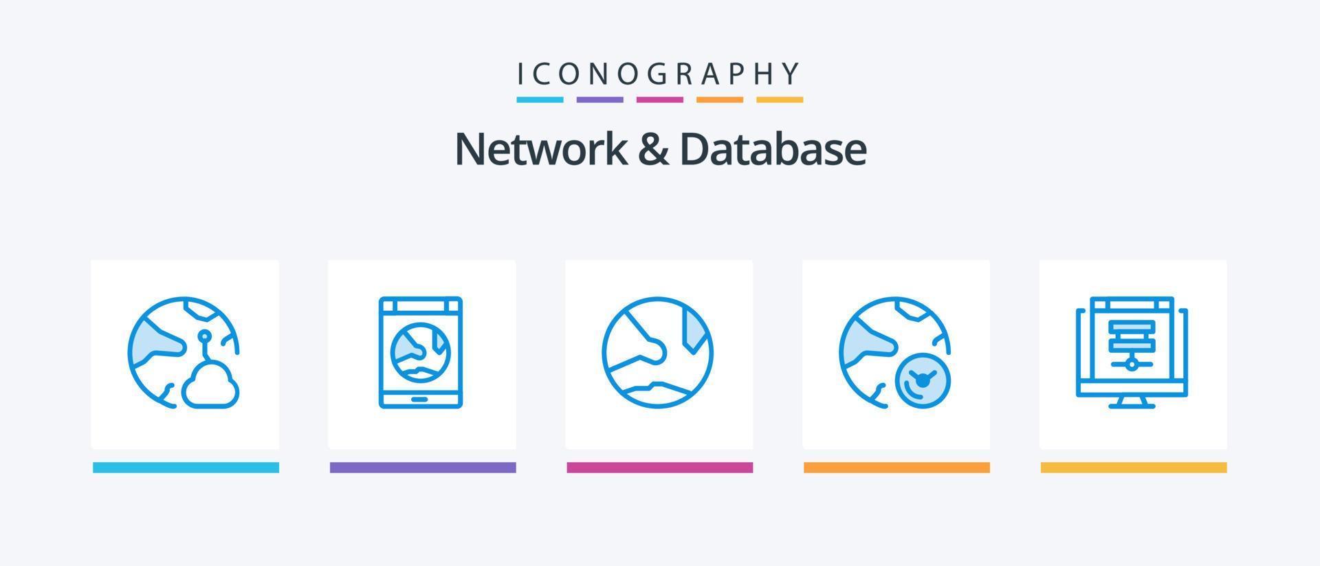 pack d'icônes réseau et base de données bleu 5 comprenant des informations. une analyse. en ligne. social. réseau. conception d'icônes créatives vecteur