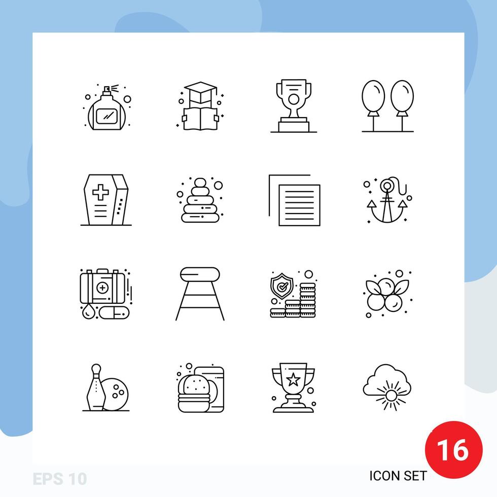 16 contours vectoriels thématiques et symboles modifiables d'éléments de conception vectoriels modifiables de bébé halloween travailleur cercueil ballon vecteur