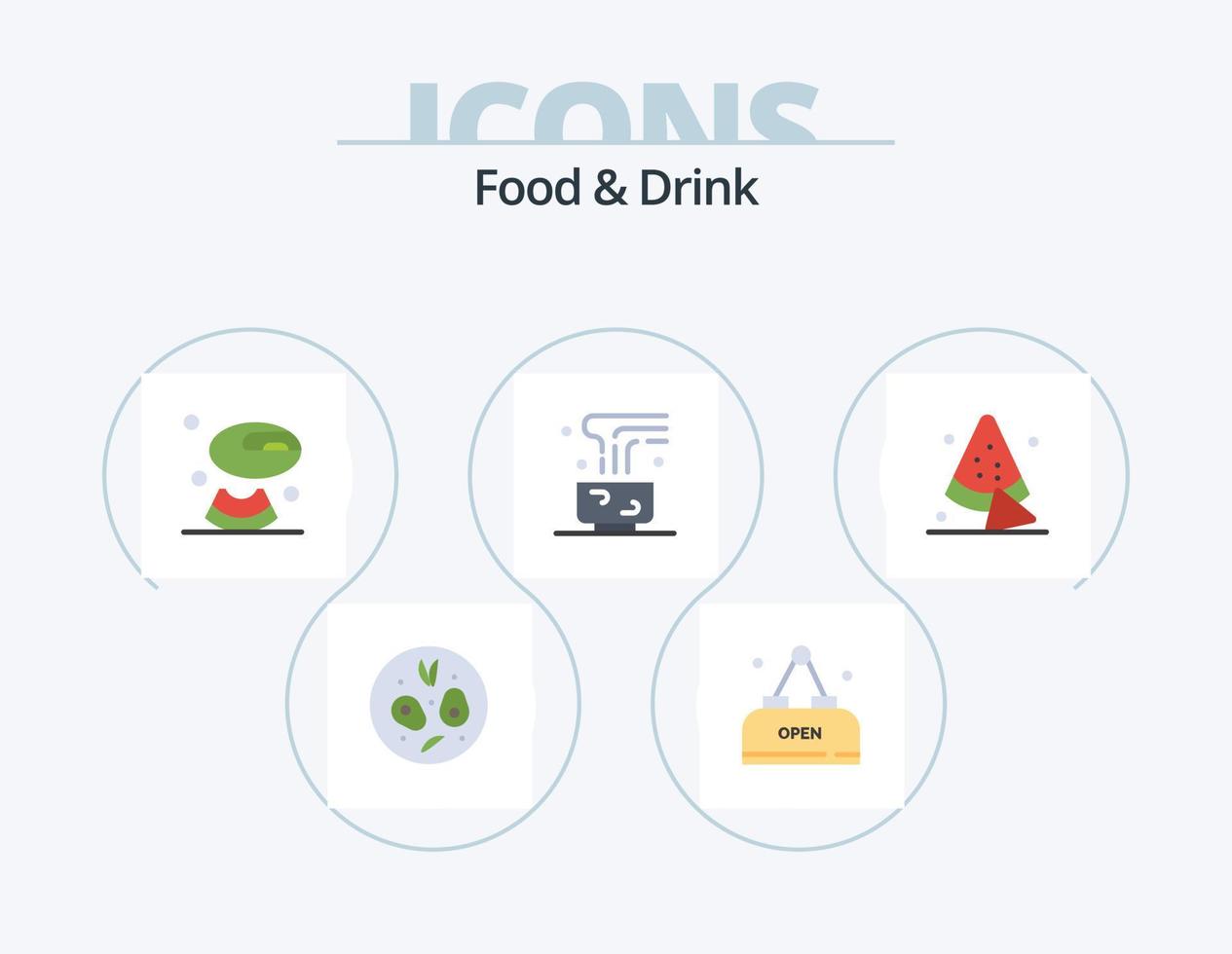 pack d'icônes plates de nourriture et de boisson 5 conception d'icônes. tasse. restauration et restauration. nourriture. vecteur