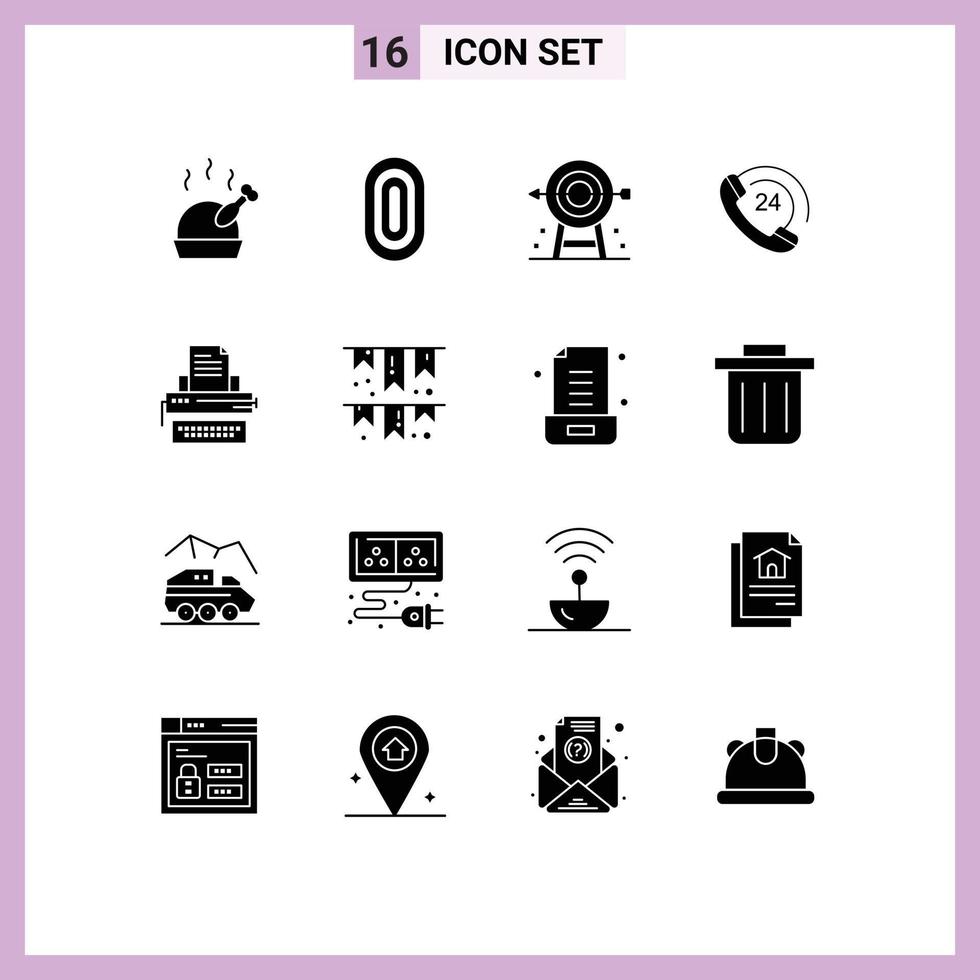 pack d'icônes vectorielles stock de 16 signes et symboles de ligne pour la stratégie de communication d'entreprise de téléphone de machine à écrire éléments de conception vectoriels modifiables vecteur