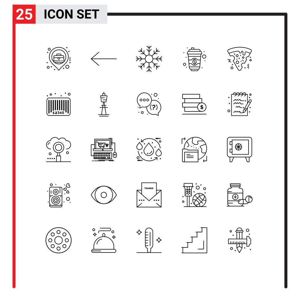 25 icônes créatives signes et symboles modernes de vente nourriture neige coupe de restauration rapide éléments de conception vectoriels modifiables vecteur