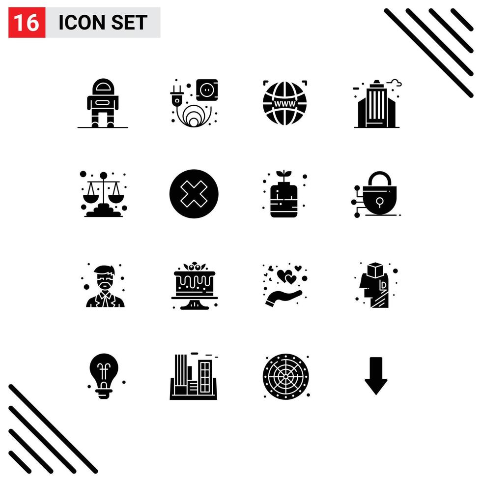 pack de 16 glyphes solides créatifs d'éléments de conception vectoriels modifiables de la vie de bureau web vecteur