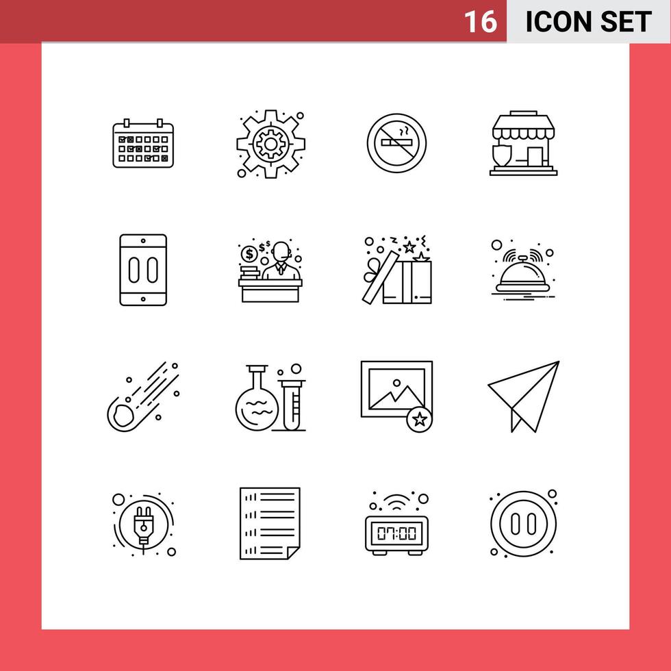 16 icônes créatives signes et symboles modernes de la boutique d'appareils assurance de sécurité non fumeur éléments de conception vectoriels modifiables vecteur