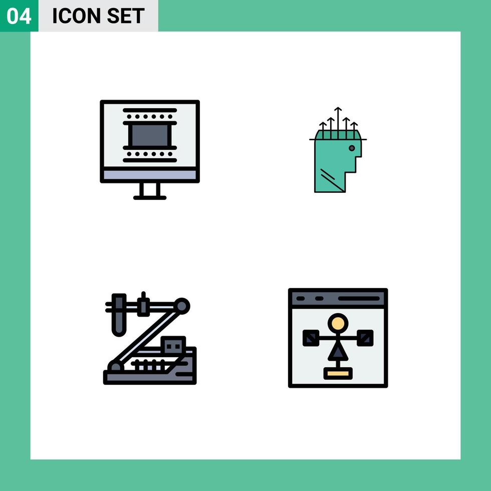 ensemble de 4 pack de couleurs plates commerciales fillline pour cadre photo numérique génétique recherche en psychologie de la main éléments de conception vectoriels modifiables vecteur