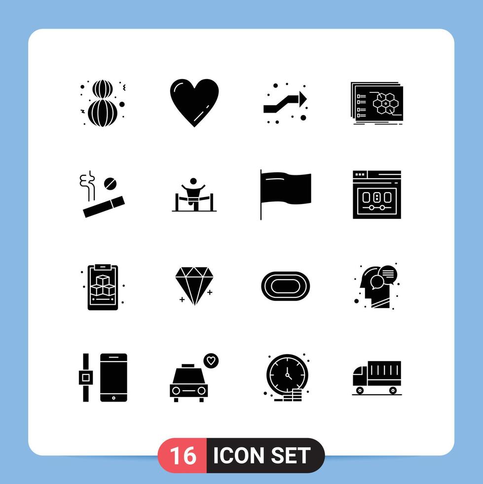 ensemble de 16 glyphes solides universels pour les applications web et mobiles vecteur