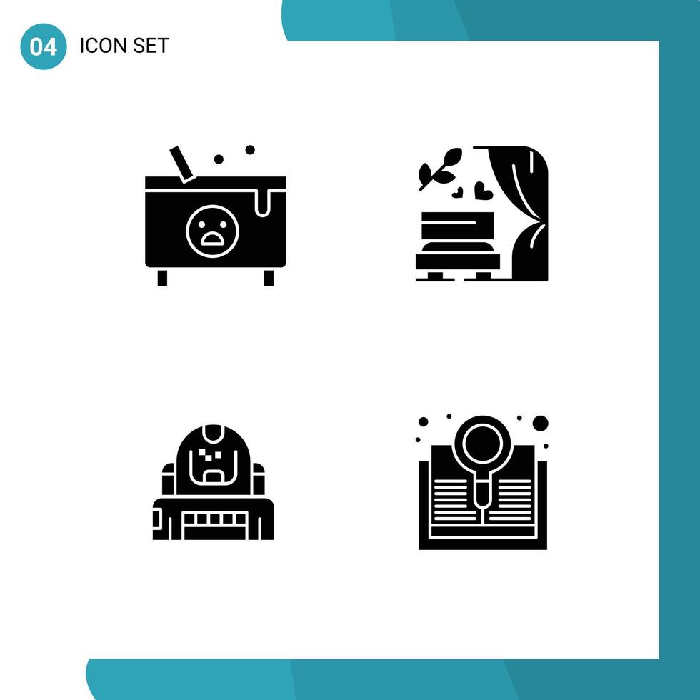 ensemble de 4 symboles d'icônes d'interface utilisateur modernes signes pour chaudron astronaute halloween amour explorateur éléments de conception vectoriels modifiables vecteur