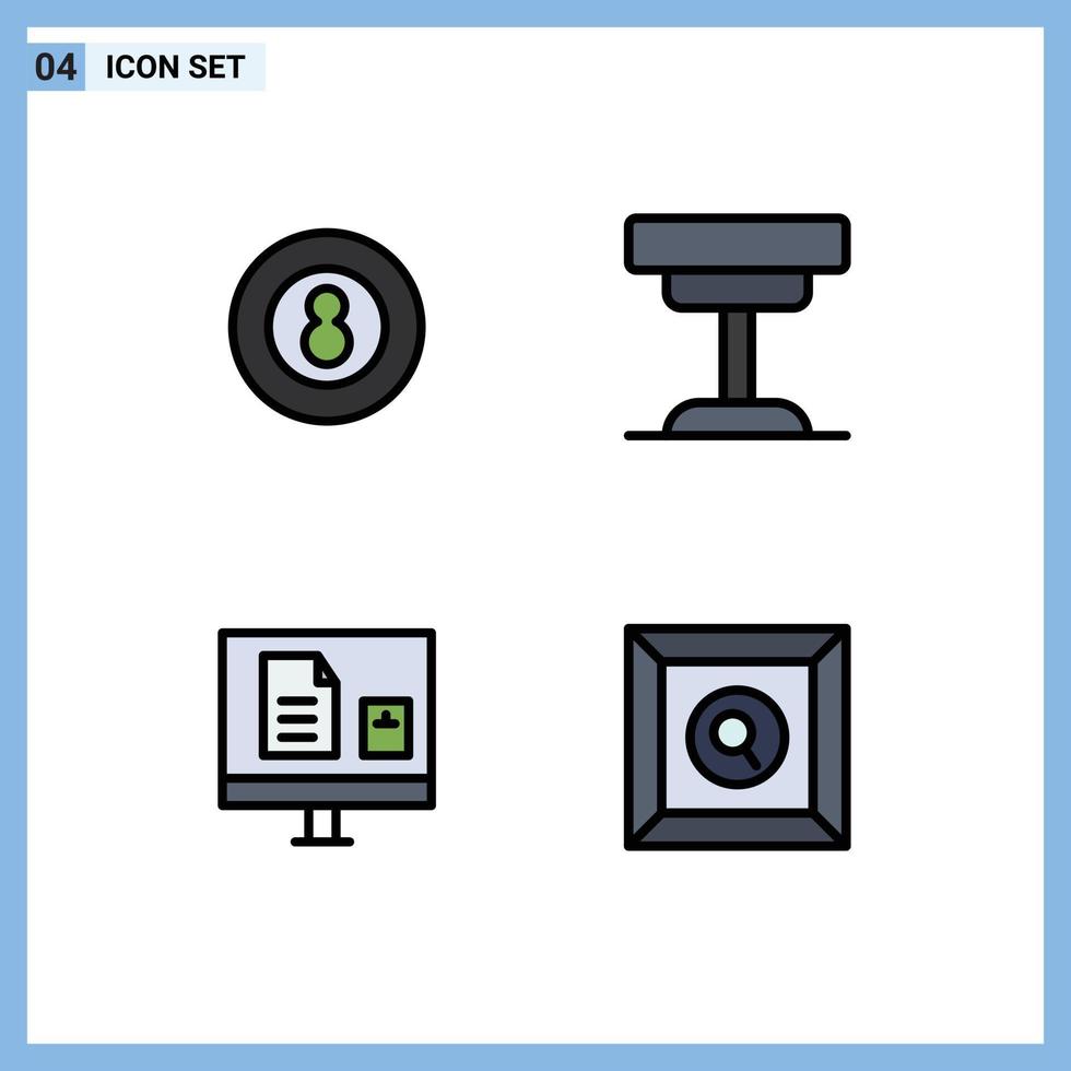 pack d'icônes vectorielles stock de 4 signes et symboles de ligne pour table de billard sport bureau éducation éléments de conception vectoriels modifiables vecteur
