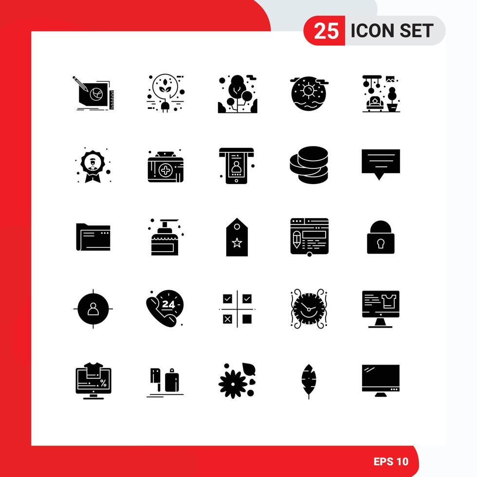 25 interface utilisateur pack de glyphes solides de signes et symboles modernes de la planète verte terre internationale éléments de conception vectoriels modifiables vecteur