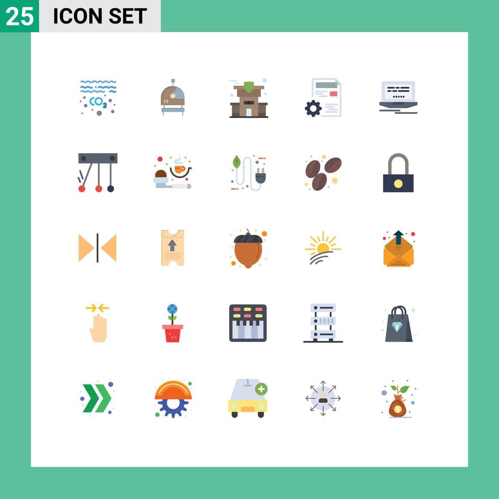 interface mobile jeu de couleurs plates de 25 pictogrammes de conception assurance pour ordinateur portable réglage de modification éléments de conception vectoriels modifiables vecteur