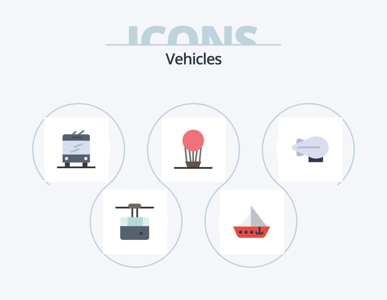 pack d'icônes plates de véhicules 5 conception d'icônes. . dirigeable. yacht. chaud. air vecteur