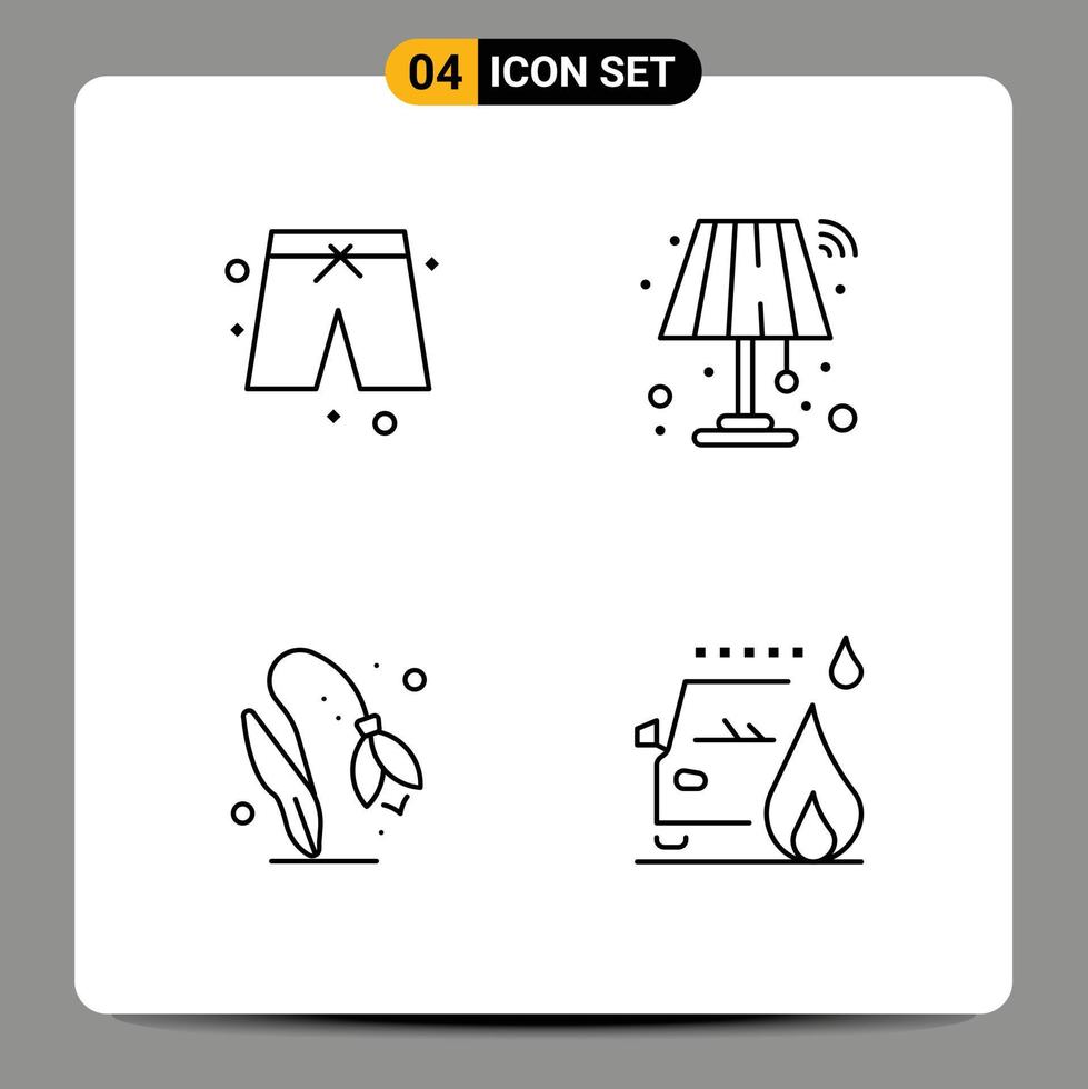 4 icônes créatives signes et symboles modernes de plage nature intérieur wifi accident éléments de conception vectoriels modifiables vecteur