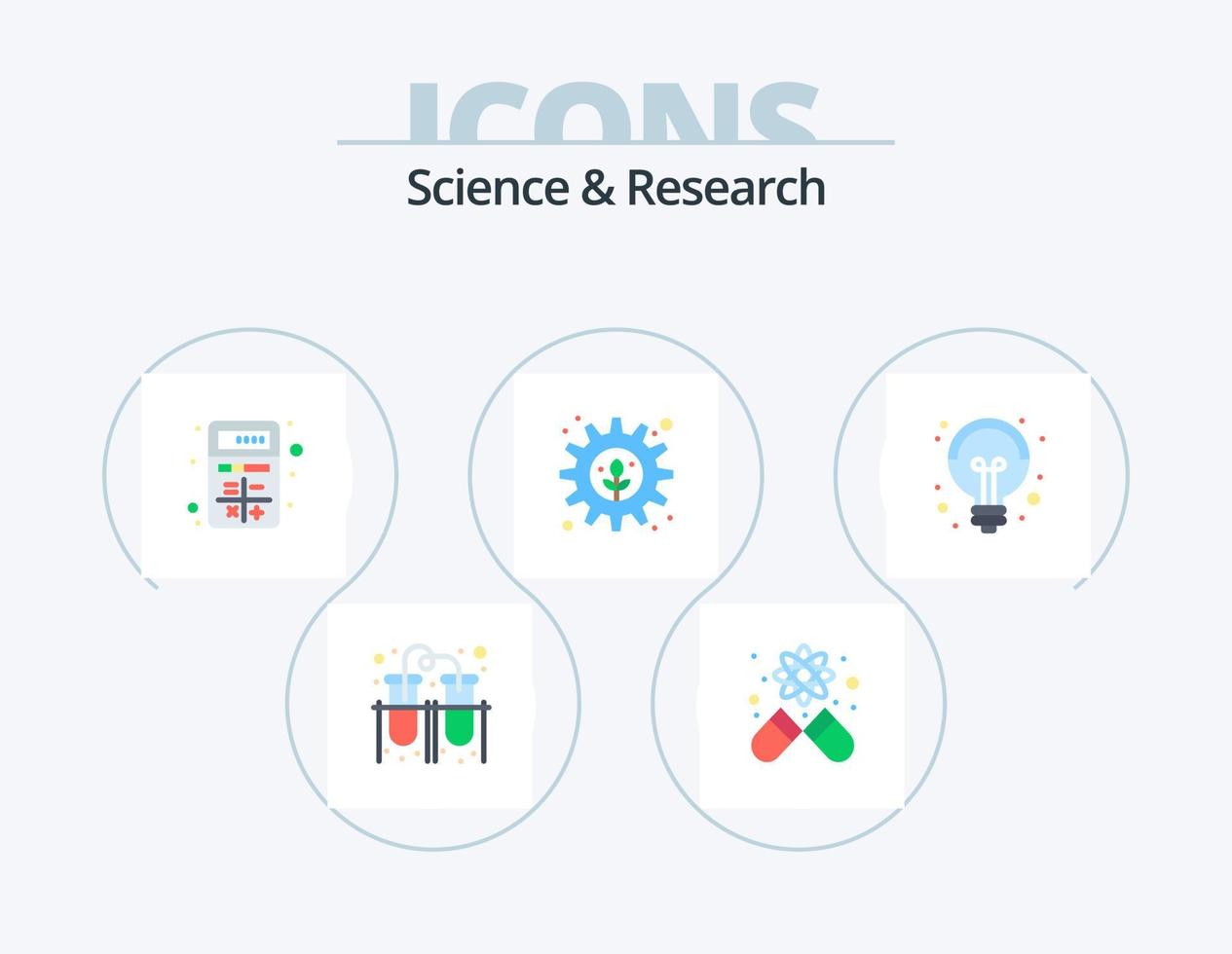 pack d'icônes plates scientifiques 5 conception d'icônes. la science. paramètre. application. plante. environnement vecteur