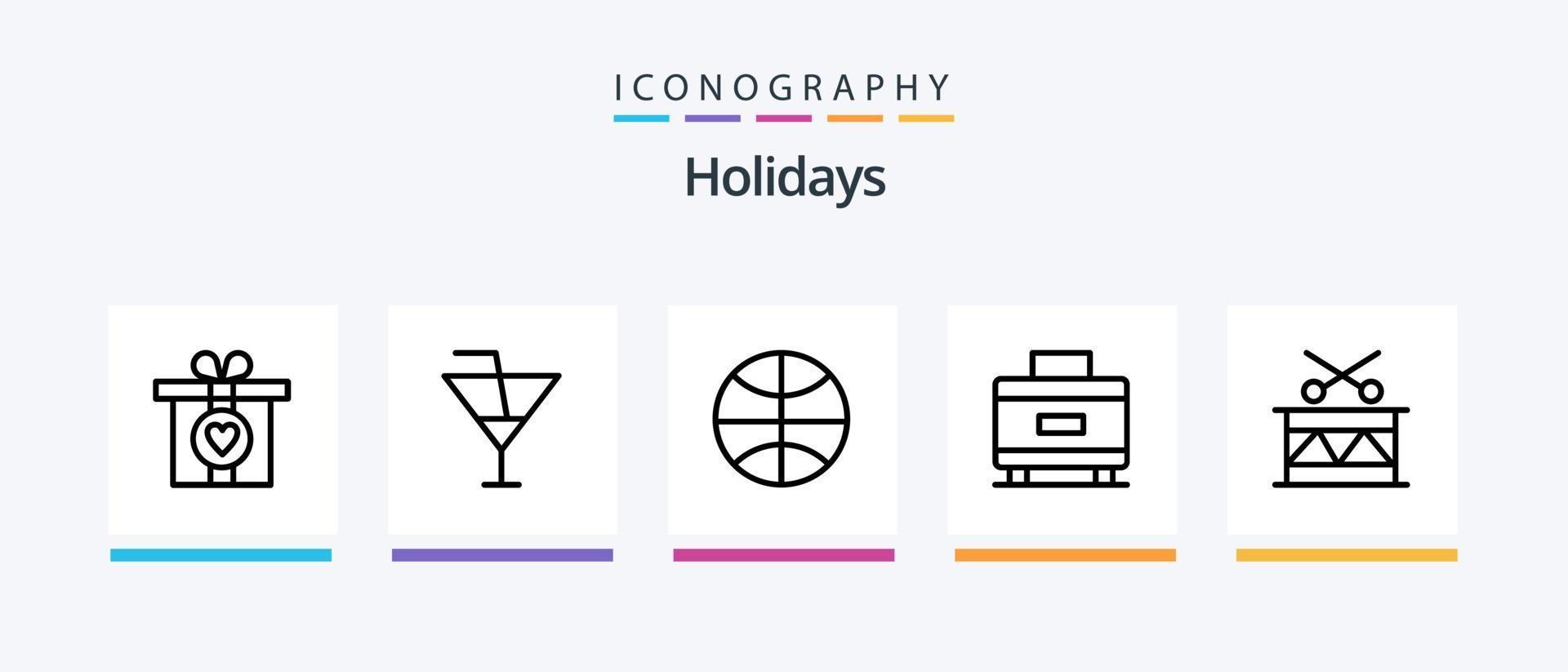 pack d'icônes de la ligne 5 des vacances, y compris les vacances. croix. vacances. mariage. mariage. conception d'icônes créatives vecteur