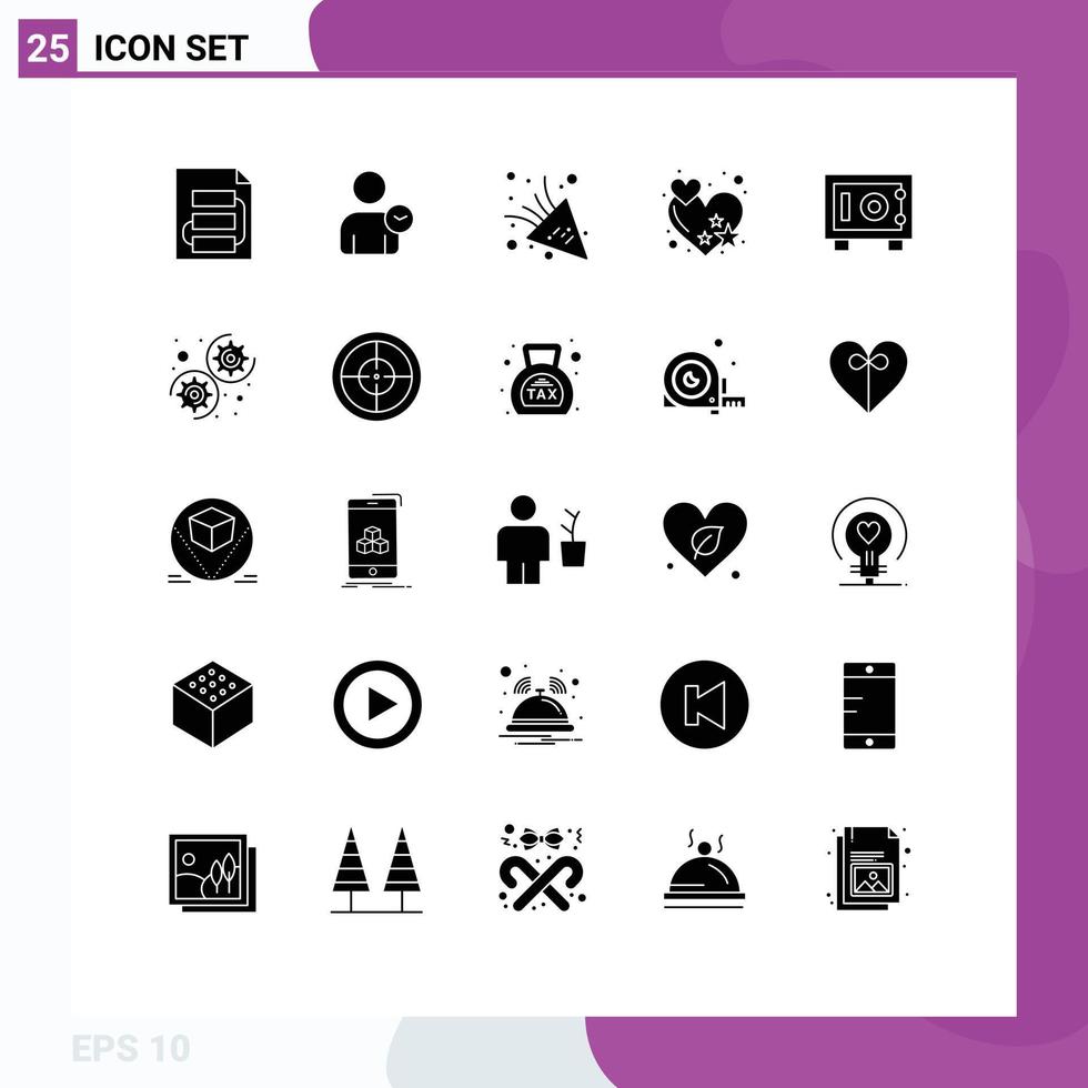 pack d'icônes vectorielles stock de 25 signes et symboles de ligne pour le coffre-fort coeur de base amour éléments de conception vectoriels modifiables vecteur