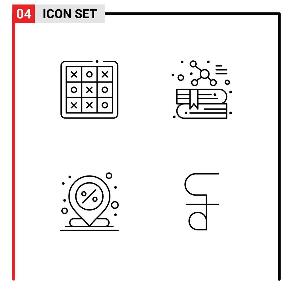 ensemble de 4 symboles d'icônes d'interface utilisateur modernes signes pour tac center tic tac toe chimie emplacement éléments de conception vectoriels modifiables vecteur