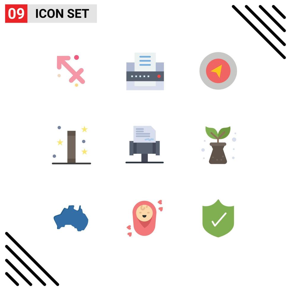 ensemble de 9 symboles d'icônes d'interface utilisateur modernes signes pour les règles livre baguette de navigation baguette magique éléments de conception vectoriels modifiables vecteur