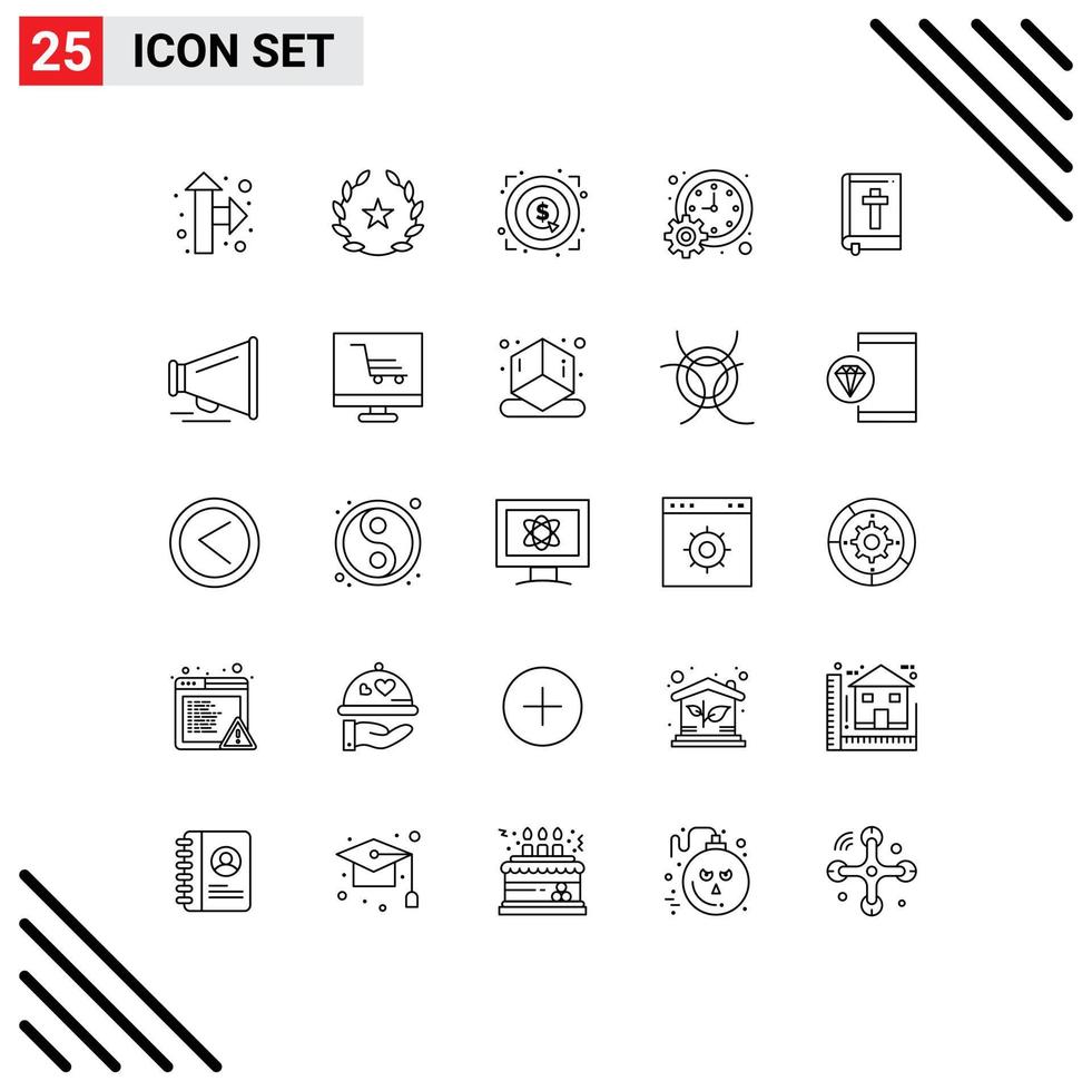 25 icônes créatives signes et symboles modernes de la gestion du calendrier de réalisation du temps du livre éléments de conception vectoriels modifiables vecteur