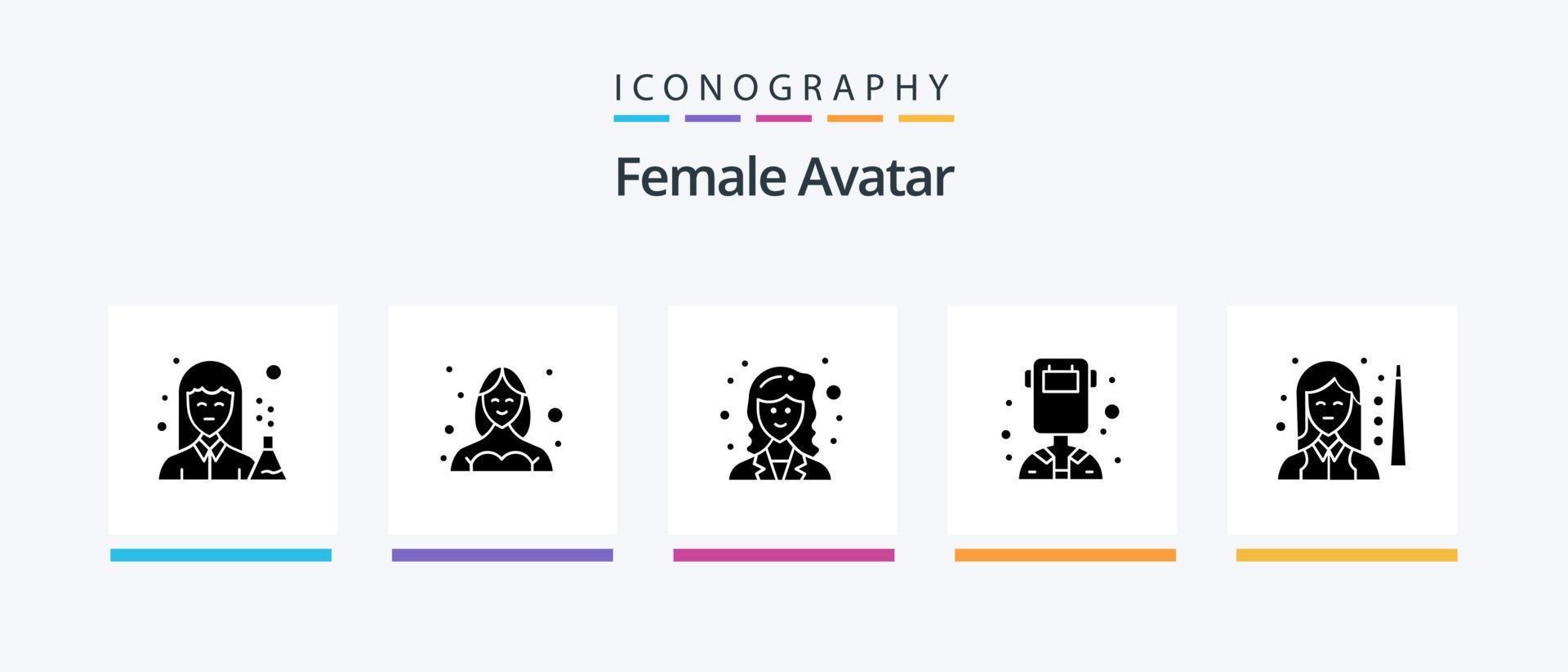 pack d'icônes de glyphe d'avatar féminin 5, y compris soudeur. femelle. profil. avatar. chercheur. conception d'icônes créatives vecteur