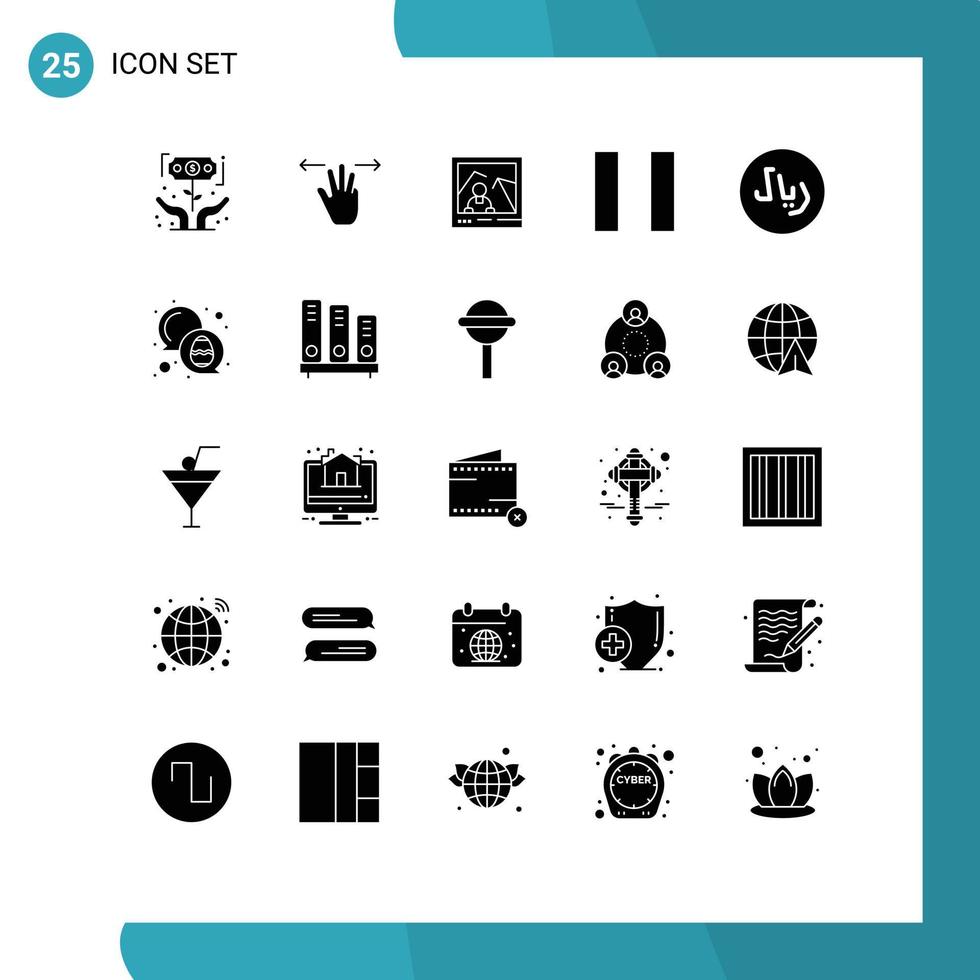 25 concept de glyphe solide pour les sites Web mobiles et les applications de chat en espèces éléments de conception vectoriels modifiables à trois doigts rayal photo vecteur