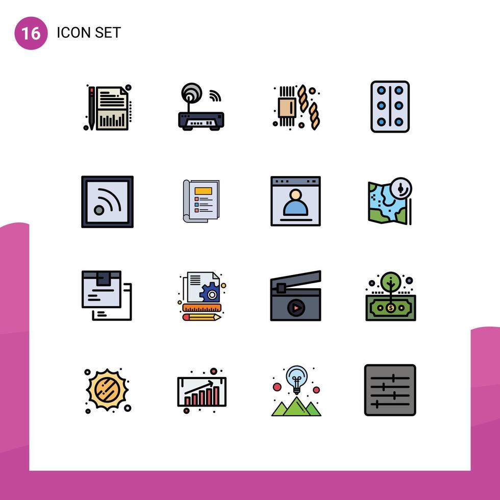ensemble de 16 symboles d'icônes d'interface utilisateur modernes signes pour les nouvelles de livre remède d'alimentation de supermarché éléments de conception vectoriels créatifs modifiables vecteur